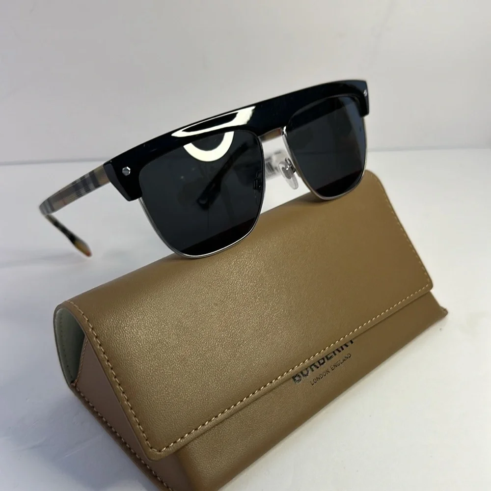 New - Authentic Burberry Sunglasses Men's William B-4325 3757/87 Black/Brown 5…